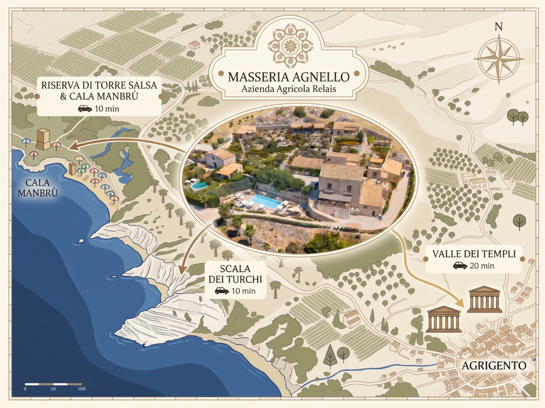 Mappa illustrata della Masseria Agnello e dintorni